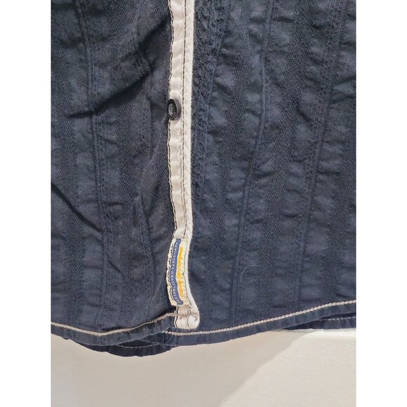 Point Zero Black Label Semi-Fit M Men's Short Sleeve Shirt - Navy Button Down - Picture 11 of 16